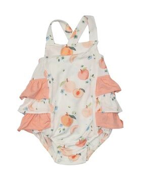 NWT Angel Dear Peaches Ruffle Sunsuit Romper Bamboo Size 0-3 months
